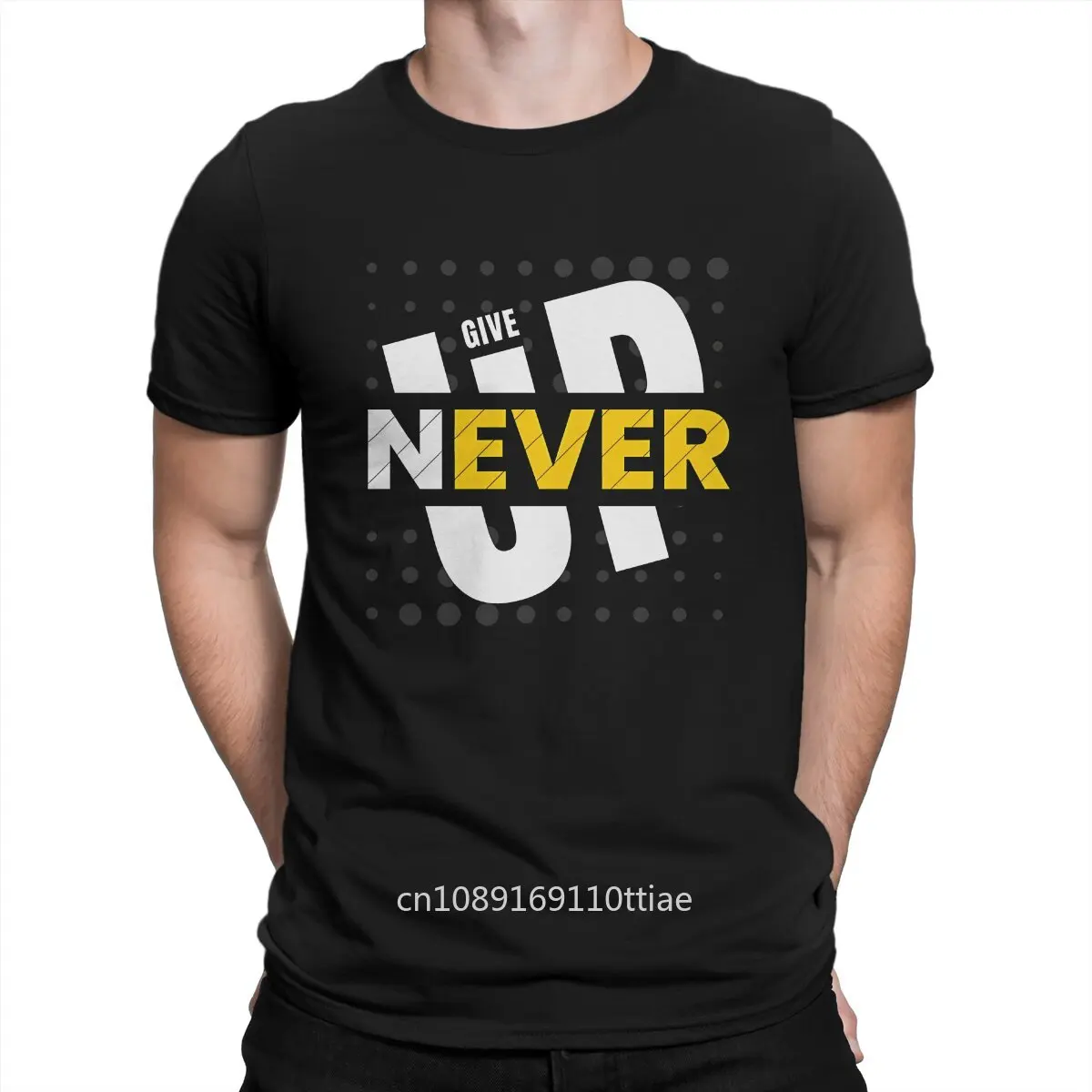 Novelty Never Give Up T-Shirts for Men O Neck 100% Cotton T Shirt Ready To Racing Short Sleeve Tees Printed Clothes