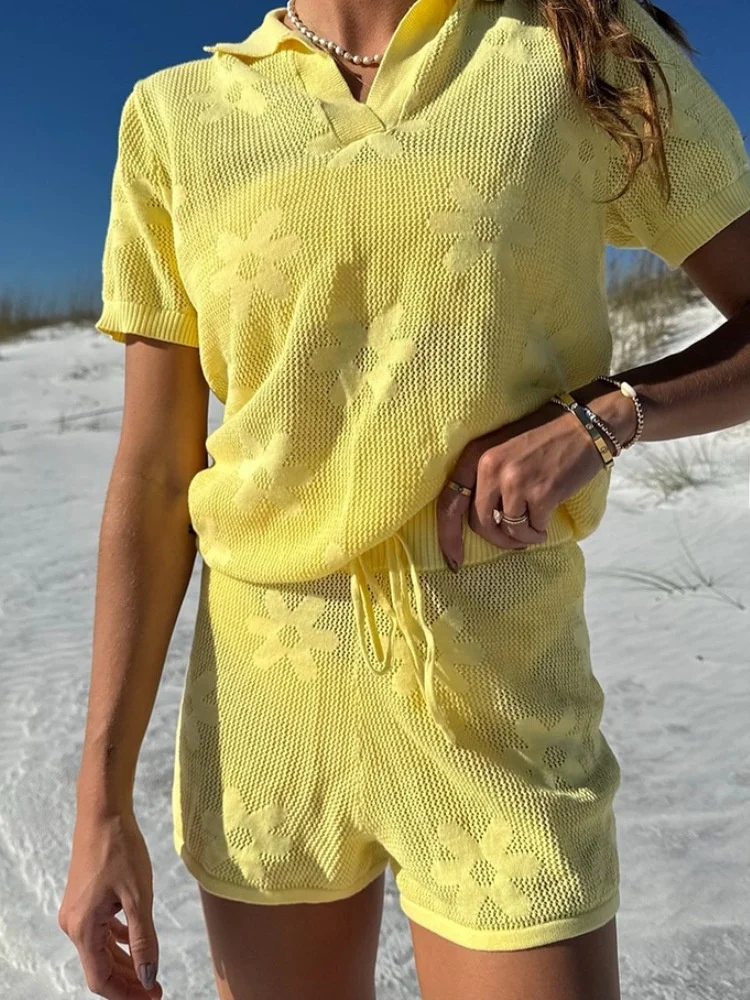 

2026 New Style Women's Casual Beach Vacation Knitted Bikini Swimsuit Cover up Sun Protection Fashion Set Spring Season