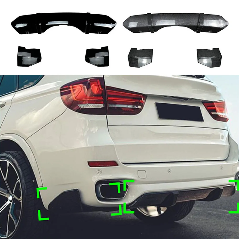 

For BMW X5 F15 2014- 2018 M Sport M-Tech MP Gloss Black Carbon Fiber Rear Bumper Lip Diffuser Spoiler Side Splitter Cover ABS