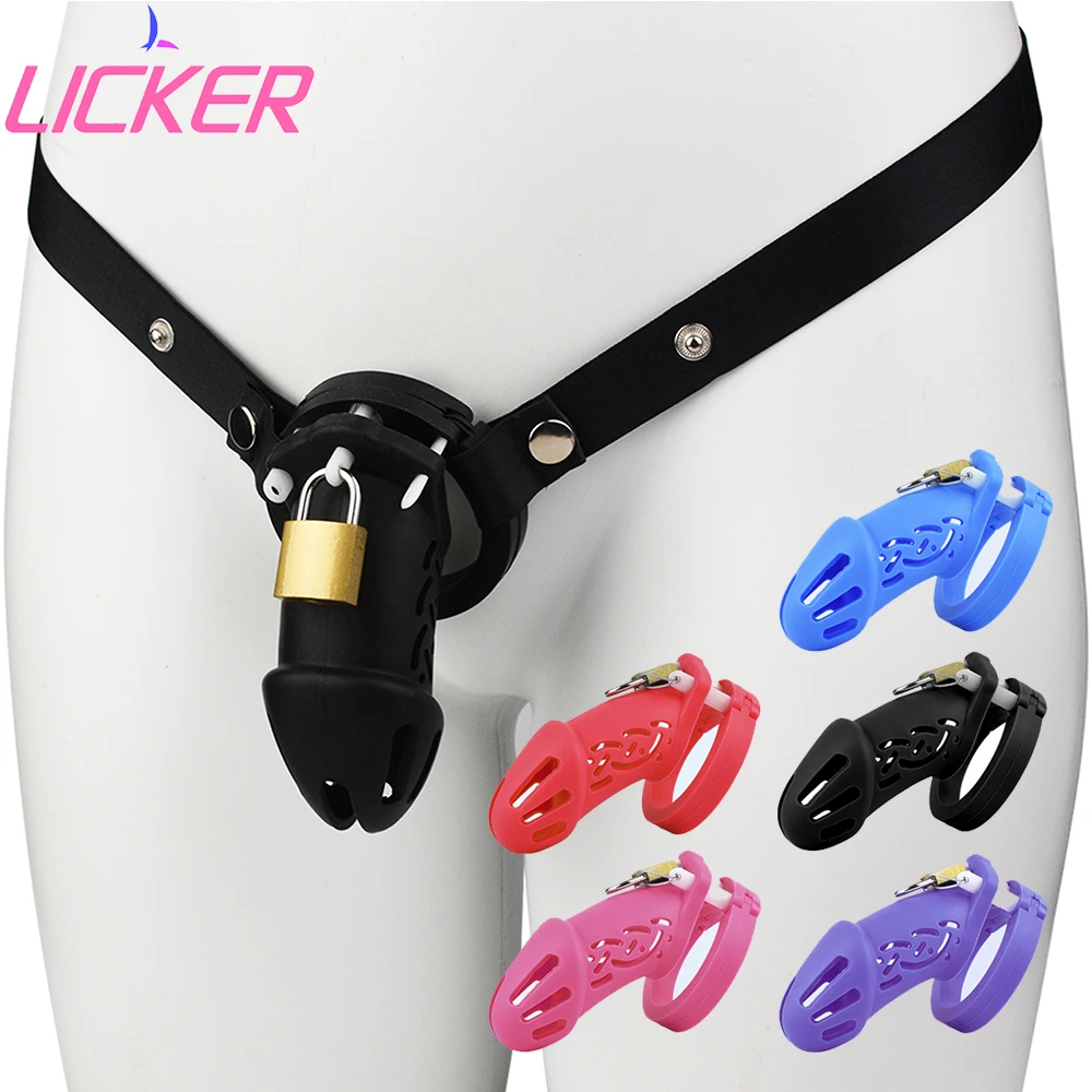 

LICKER Long Silicone Chastity Cage Device Men Bondage Cock For Anti-Escape Penis Rings BDSM Toy Adult Male Sexual Soft Dick Lock