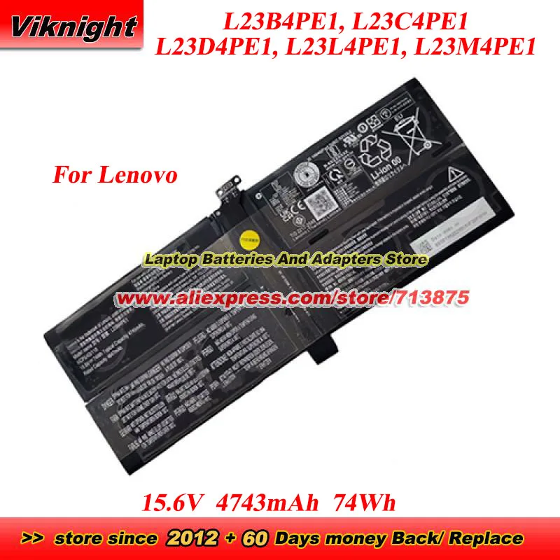 

New L23B4PE1 L23C4PE1 L23D4PE1 L23L4PE1 L23M4PE1 Battery 15.6V 4743mAh 74Wh for Lenovo 21KR000 21KR001 Series Thinkbook X IMH