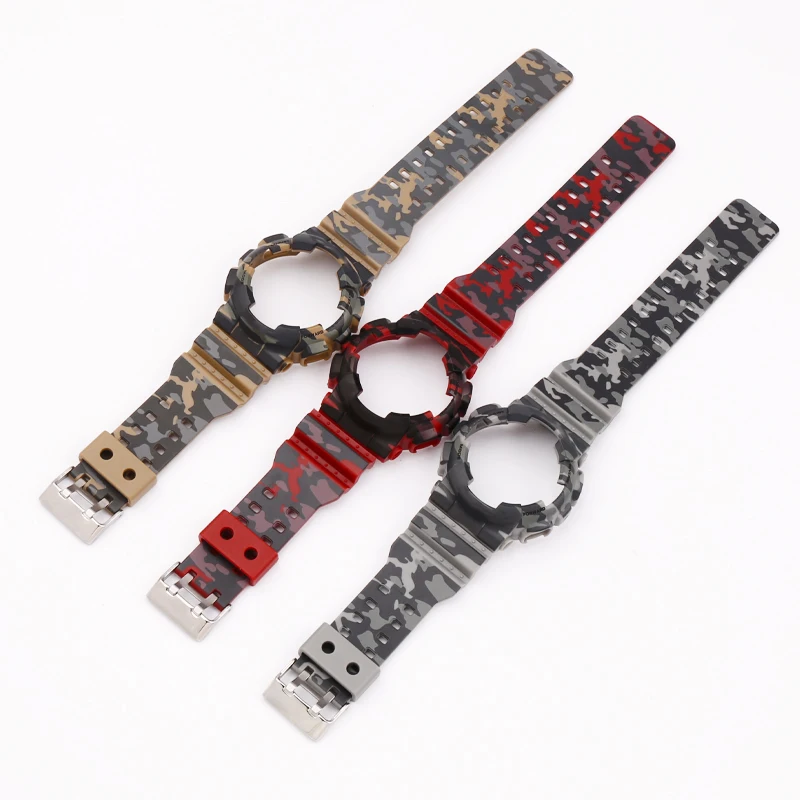 Strap accessories for GA110 120 140 100 GAX100 GD100 denim crack camouflage strap Watch  case pin buckle 16mm unisex