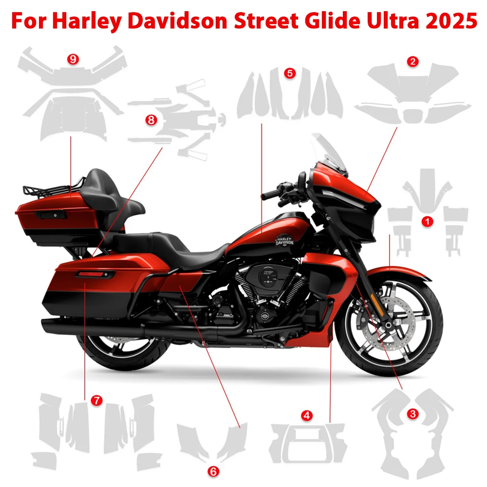 

Мотоциклетная защитная пленка из ТПУ PPF для Harley Street Glide Ultra 2025, самовосстанавливающаяся, устойчивая к царапинам, против пожелтения
