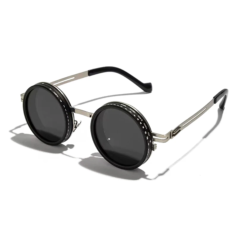 SHAUNA Retro Metal Round Punk ND9-level Adjustable Dimming Sunglasses Women Polarized UV400 Fashion Men Outdoor Sun Glasses