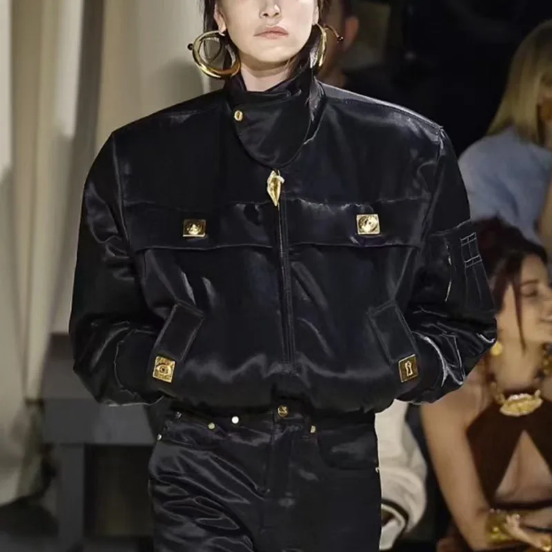 

Women's Trendy High-End Short Jacket Autumn Comfortable Casual Stand Collar Patchwork Design Fashionable Outerwear