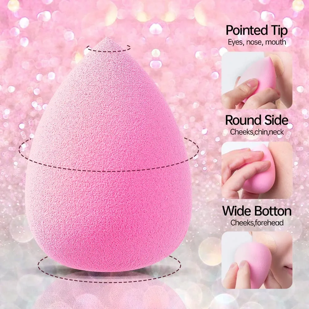 3 Pack Makeup Sponge, Soft & Fine Teardrop Blending Sponge for Foundation, BB Cream, Concealer, Powder, Wet and Dry Dual-Use Cosmetic Applicator