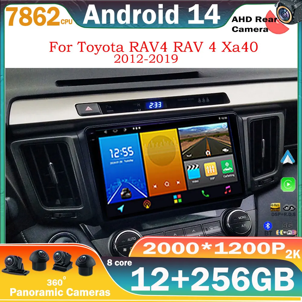 

Android 14 Carplay Auto For Toyota RAV4 RAV 4 Xa40 2012 2013 2014 2015 2016 2017 2018 2019 Car Radio Multimedia Video Player 4G