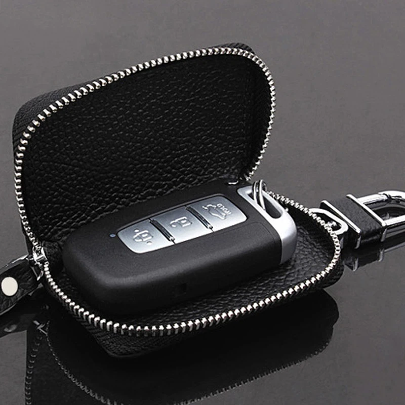 Leather Wallet Car Key Case Zipper Car Emblem Badge Keychain Bag for Toyota Corolla E150 E160 Verso Yaris Auris OE# 8529213010