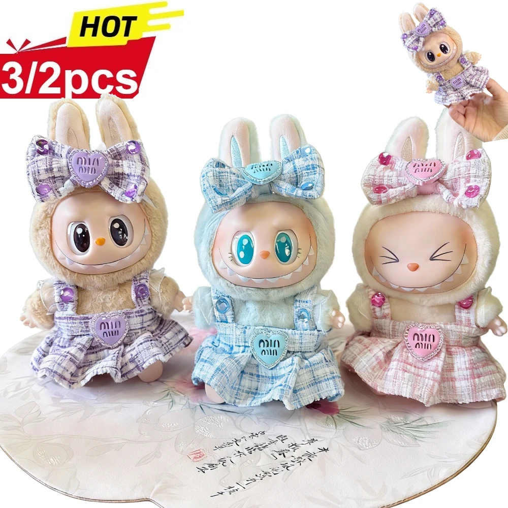 

Комплект одежды и аксессуаров для кукол Labubu 15/17 см: наушники, комбинезон, обувь. Очаровательный наряд для подарков.