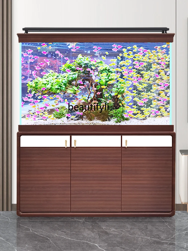 

Super White Fish Tank Living Room Floor Home Bottom Filter Golden Dragon Fish Tank Light Luxury Change Water Ecology