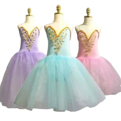 Girls Ballet Leotard Dance Dress Tutu Skirt Gymnastics Belly Dancewear Ballerina For Kids With Arm Flowers