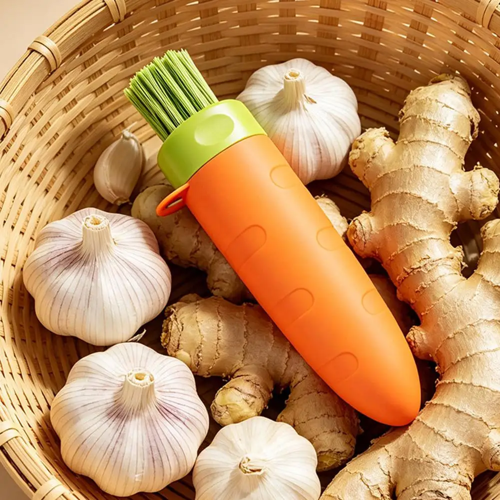 3 IN 1 Silicone Garlic Peeler Tube Roller, Cute Carrot Shaped Garlic Tube, Non-Slip Kitchen Gadget for Garlic & Ginger Processor