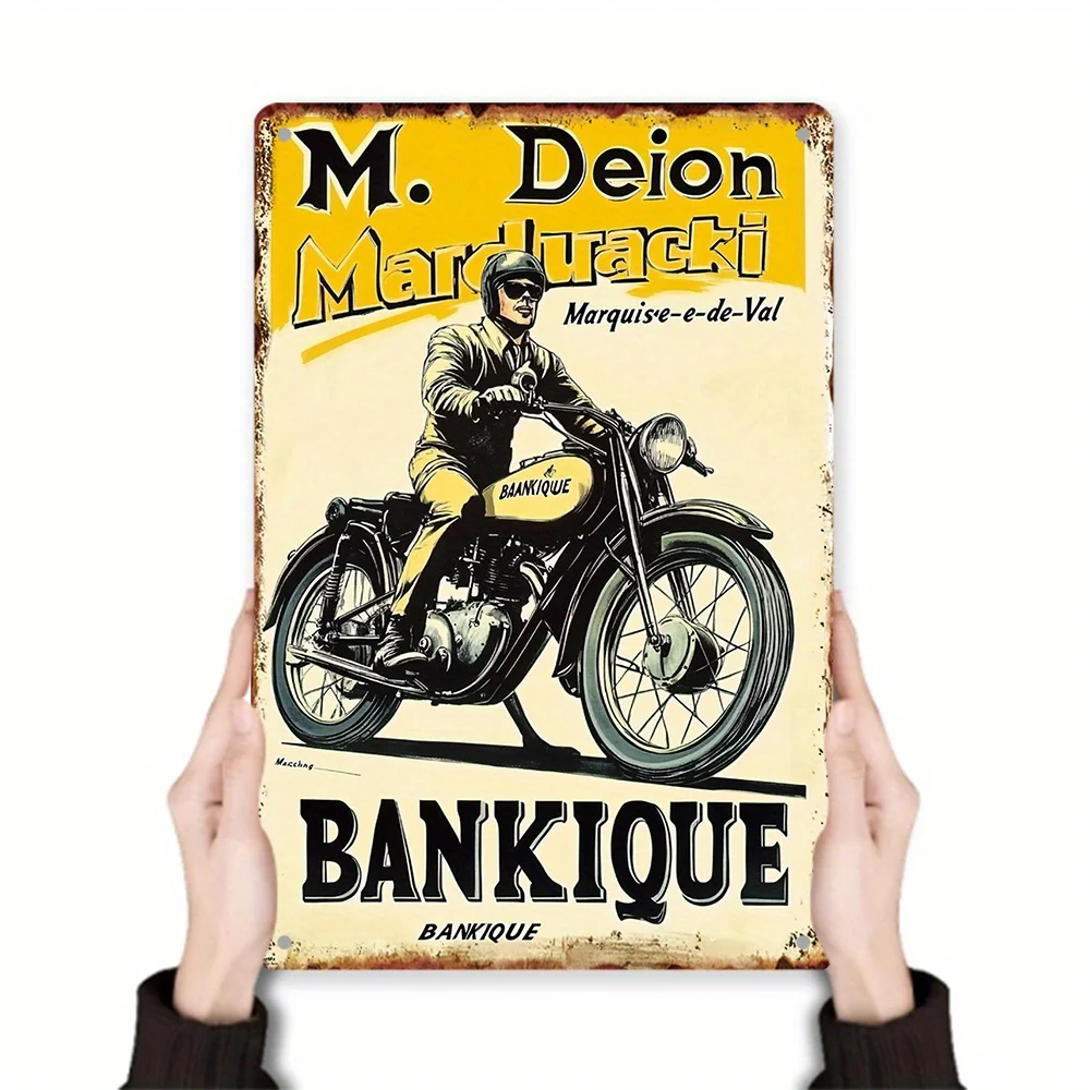 Vintage Motorcycle Metal Wall Art - Retro Tin Sign with 