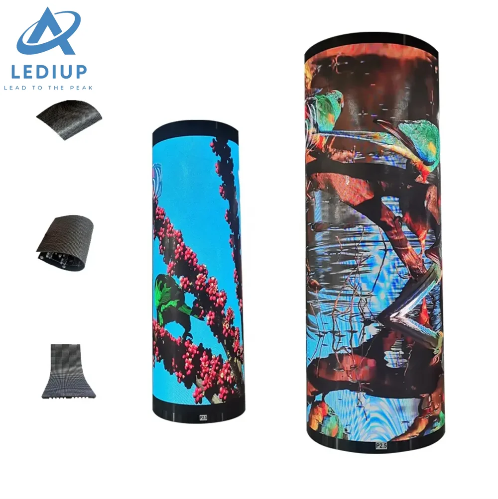 LEDIUP Flexible Led Screen Display 360 Degree Roof Circular Cylinder Panel Billboard Rollable Screen for Commercial Centre