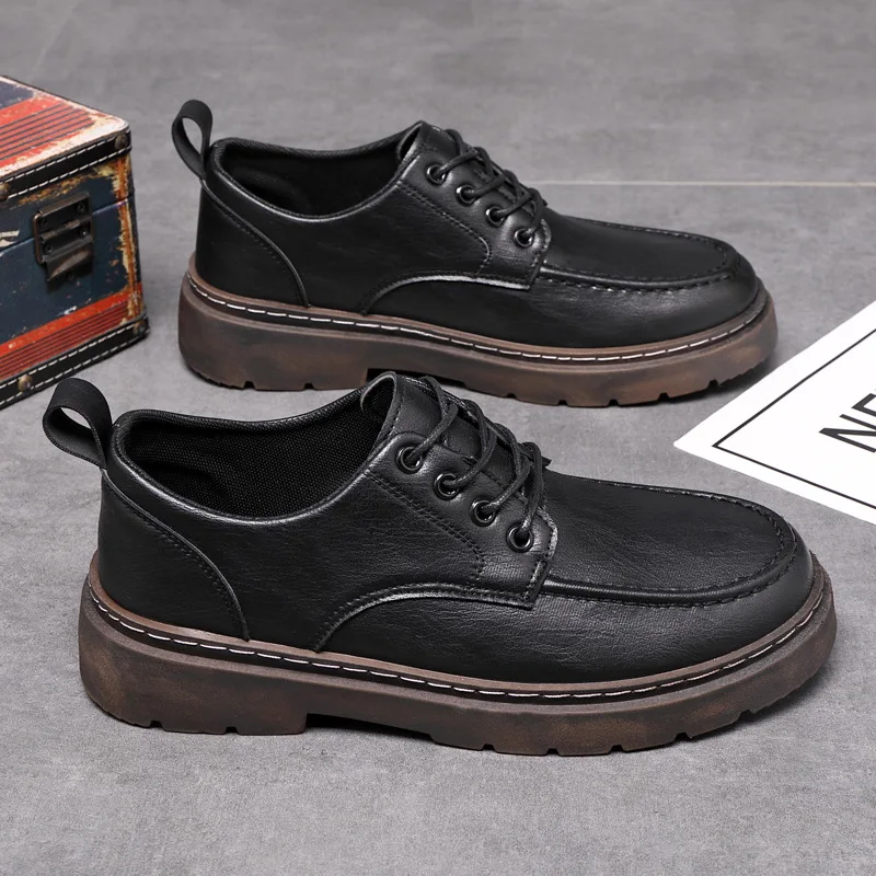 Leather shoes men's casual new versatile men's shoes autumn British style business work shoes board shoes men