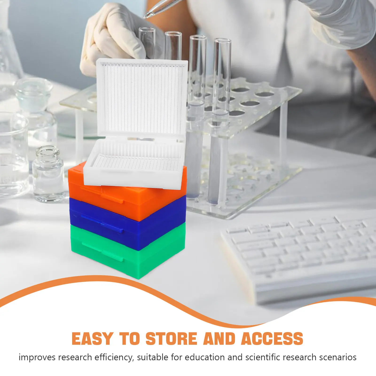 4Pcs 25-Slot Microscope Slide Organizer Storage Box for Laboratory School Research Experiments 3.73x3.14x1.18in