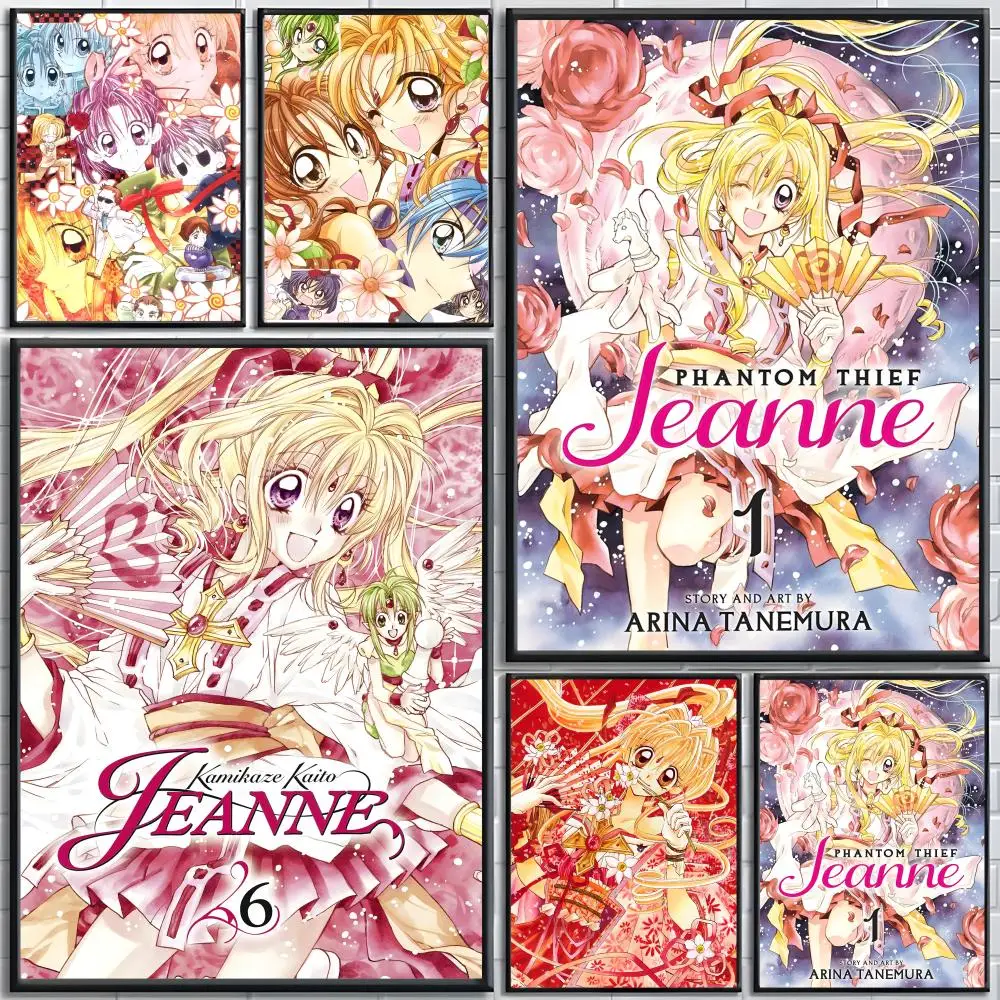 Póster de Anime Kamikaze Kaitou Jeanne, póster artístico autoadhesivo, decoración, pintura, arte de pared, papel Kraft blanco, decoración del hogar