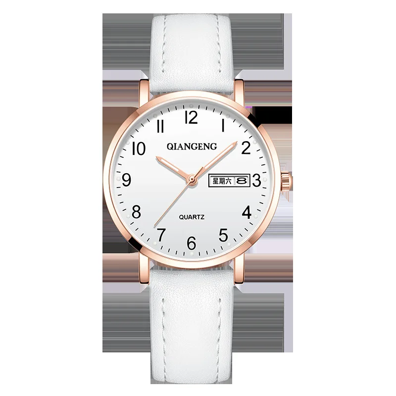 2023Nieuwe damesriem Stalen riem Dubbele kalenderstijl Uurstijl Examen Quartz Watch7018L