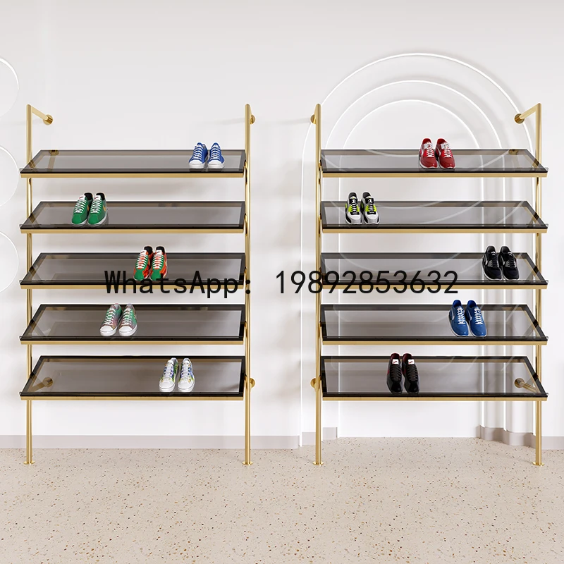Shoe Rack Display Rack Stainless Steel Inclined Shoe Display Rack Sports