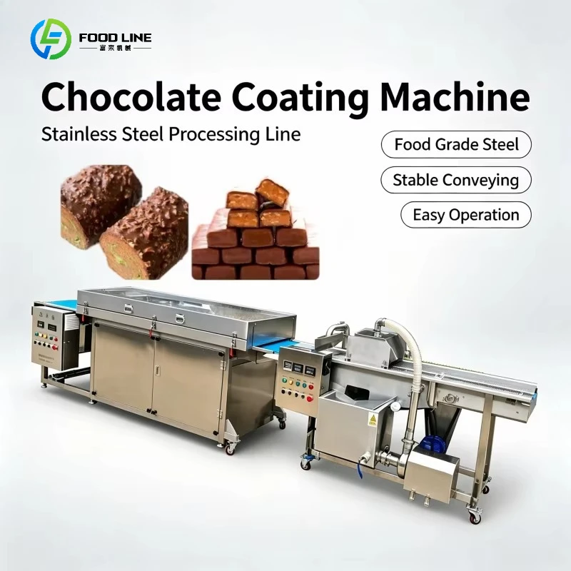 Chocolate Coating Machine Automatic Chocolate Enrobing Machine Industrial Chocolate Coater for Candy Biscuit Wafe Custom