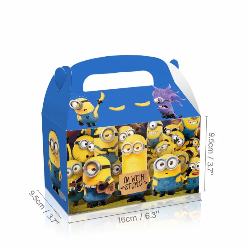 12PCS Minions Party Goody Treat Boxes Candy Boxes Birthday Party Supplies Decoration Kids Gift Packaging Box Baby Shower Decor