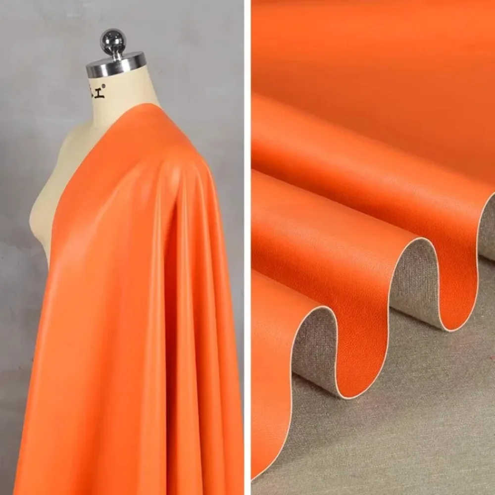 

Orange PU Leather Fabric Soft Matte Synthetic Leather Jacket Clothing Fabric Cloth Apparel Sewing Fabric Per Meters Material