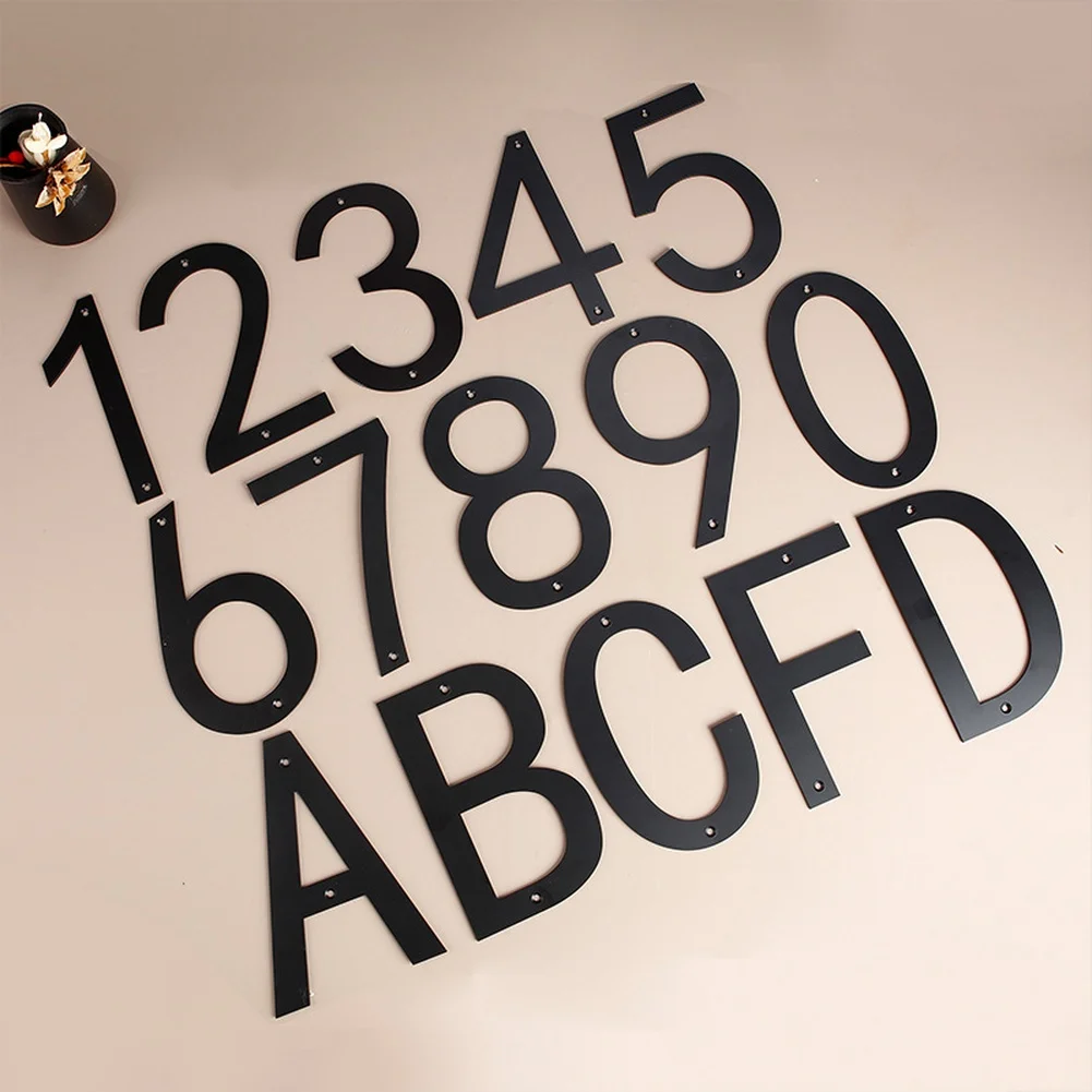 Oversized Raised Metal Numerals And Letters Outdoor Black Door Plaque Self-Adhesive House Identifier For Home Apartment Entrance