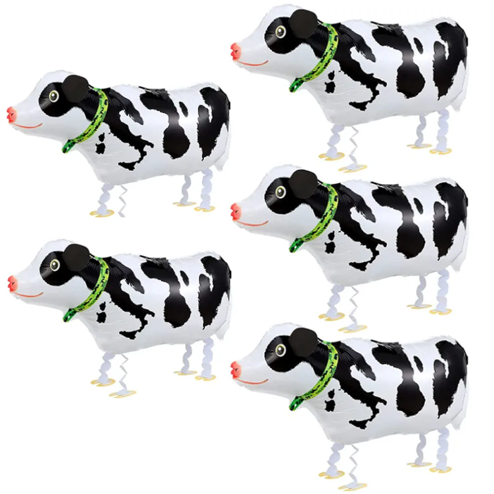 5pcs Walking Farm Animal Balloon Walking Cow Balloon Air Walkers Kids Animal Farm Birthday Party Supplies Cow Theme Party Decor