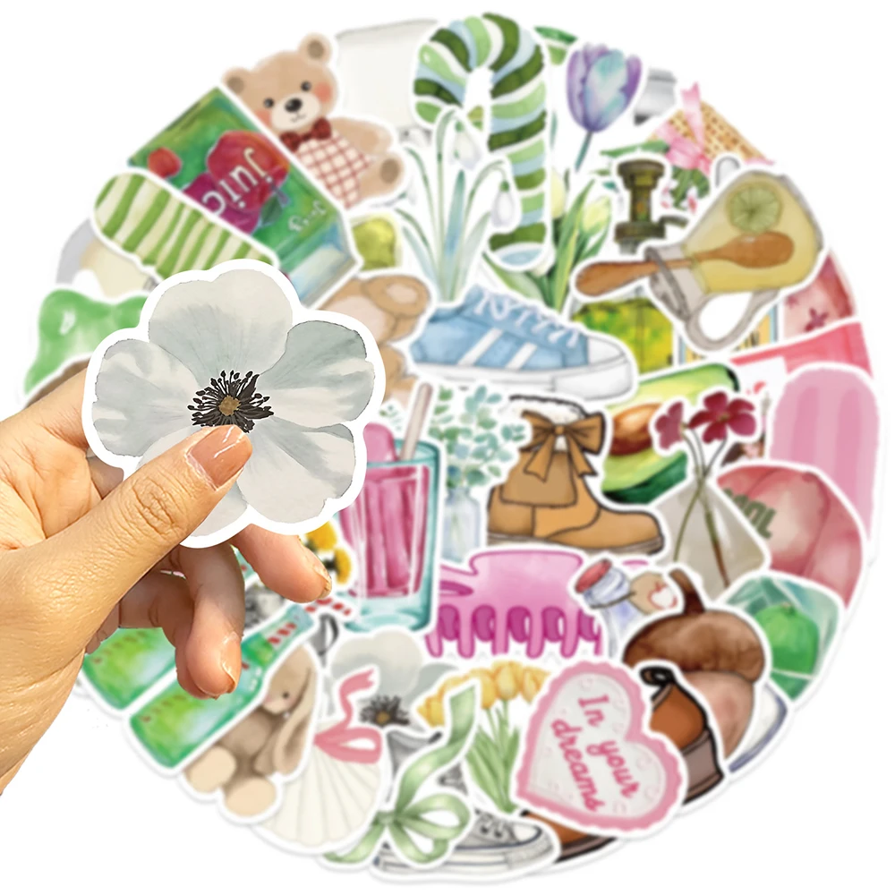 

10/30/50pcs Cute Ins Style Clean Girl Stickers Cartoon Graffiti Sticker DIY Water Bottle Suitcase Phone Waterproof Decals Decor