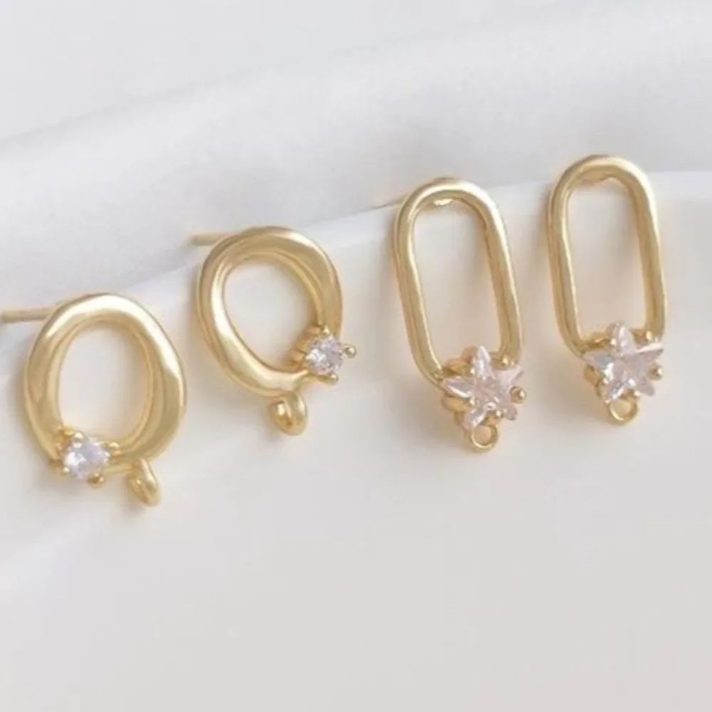 

14K Gold Inlaid Pentagram with Hanging Ring Earrings Handmade DIY Earrings Ear Jewelry Accessories Material