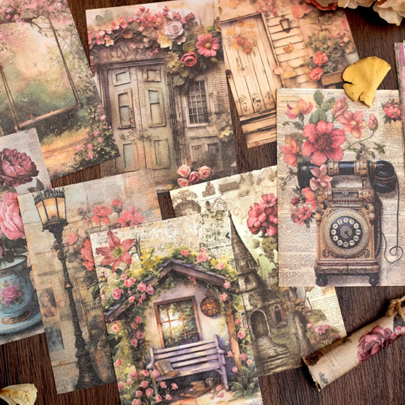 100pcs/pack Garden Whisper Series Retro Handbook Tearable Material Paper Creative DIY Handmade Scrapbook Aesthetic Craft Paper