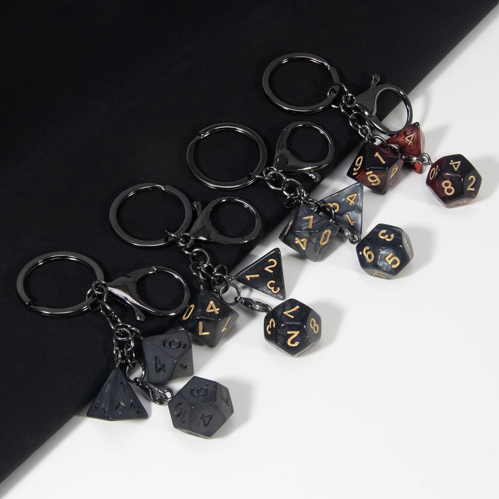 DND Black Dice Keychain Men Women Bag Pendant Key Holder Keyring Fashion Dice Key Chains