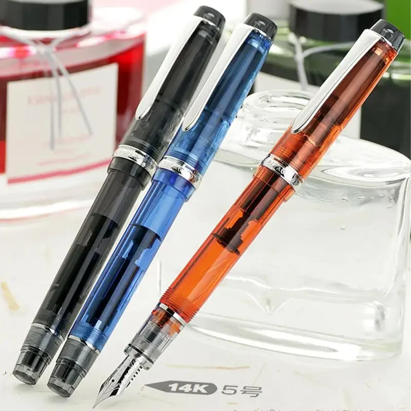 Original Pilot CUSTOM HERITAGE 92 transparent piston Inking  Multi-hole pen fountain pen  color test Demonstration blue