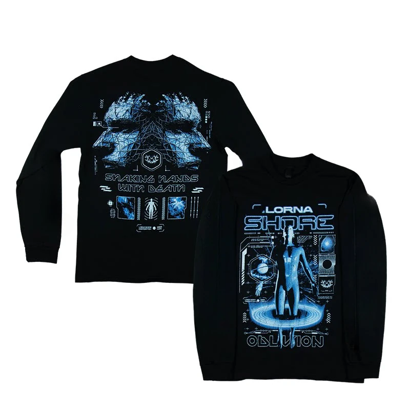 Y2k Lorna Shore Band's Heavy Metal Rock Men's Punk Album - Camiseta americana de manga comprida com gola redonda