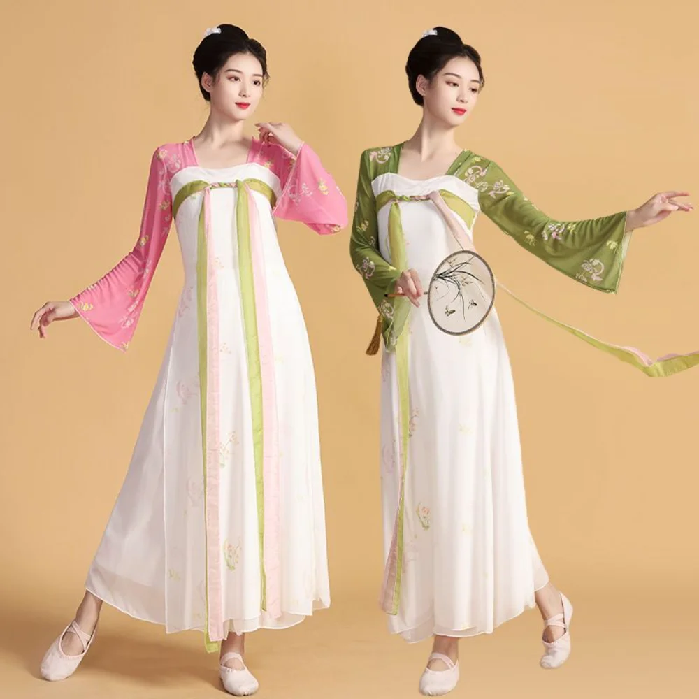 Classical Dance Dress Women Elegant Long Body Charm Gauze Clothes Fairy Chinese Dance Performance White Dance Tang Dynasty Hanfu