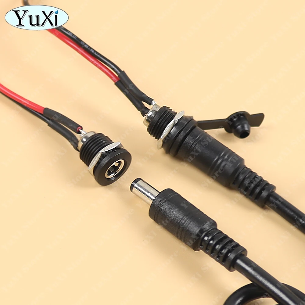 1Pc DC 5.5x2.1mm 5.5x2.5mm Battery DC Power Male or Female Plug Socket Waterproof Connector 2Pin 18AWG Pigtail Cable Wire DIY