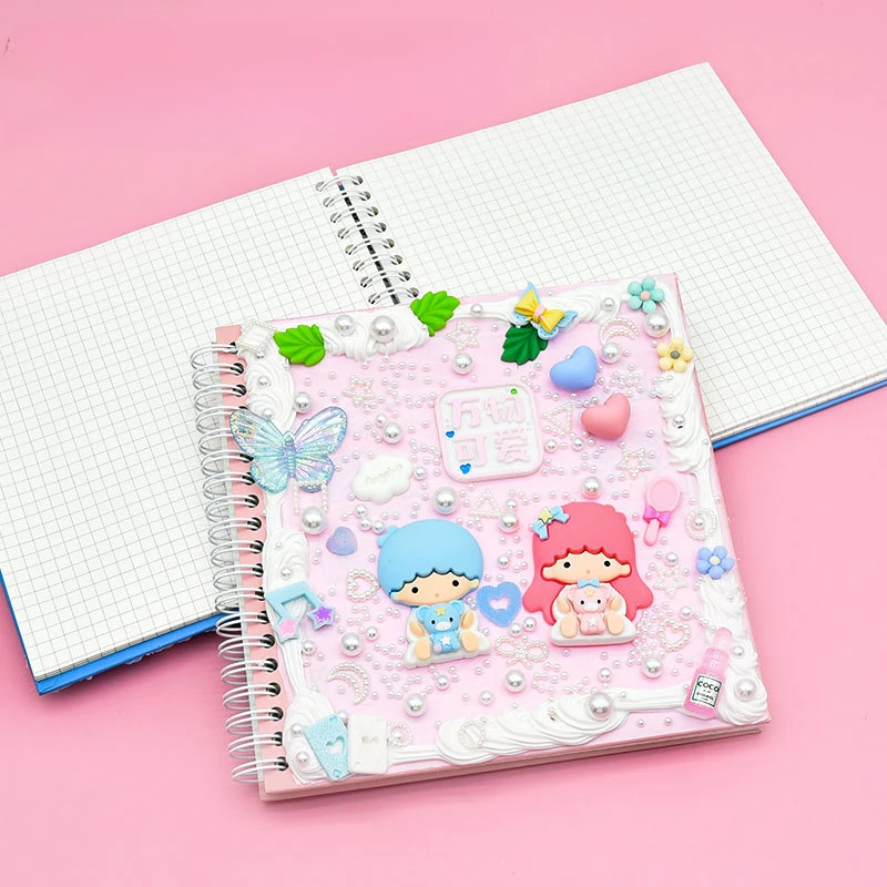 Cream Glue Notebook, Children's Handmade DIY Material Bag, Small Jewelry Making Cute Student Accounting Book Journal