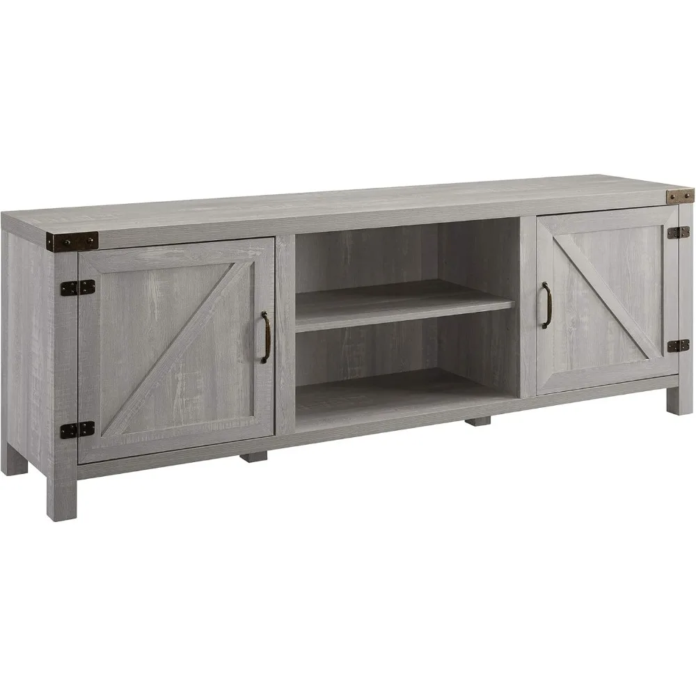 

Walker Edison Georgetown Modern Farmhouse Double Barn Door TV Stand for TVs Up To 80 Inches, 70 Inch, Stone Grey