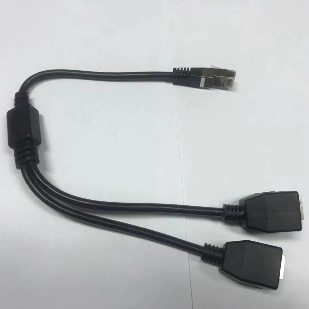 RJ45 kabel Splitter Ethernet, 1 laki-laki ke 2 perempuan kabel konektor Ethernet cocok Cat5, Cat6 LAN adaptor soket Ethernet