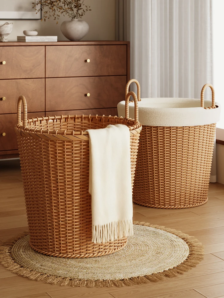 

Woven Laundry Basket with Lid for Home Use Dir Clothes Storage Basket Restaurant Use Dir Clothes Basket Utili Basket