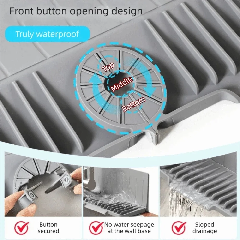 

Fast Self-Draining Silicone Faucet Draining Pad 24 Inch 8° Slope Water Draining Mat Multi-Functional Easy Clean
