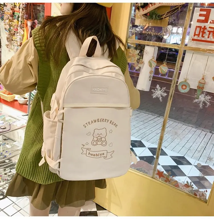 Mochila Kawaii Ita de gran capacidad para chica japonesa, bolso de escuela secundaria Harajuku con personalidad, a cuadros contrastantes, para ordenador portátil