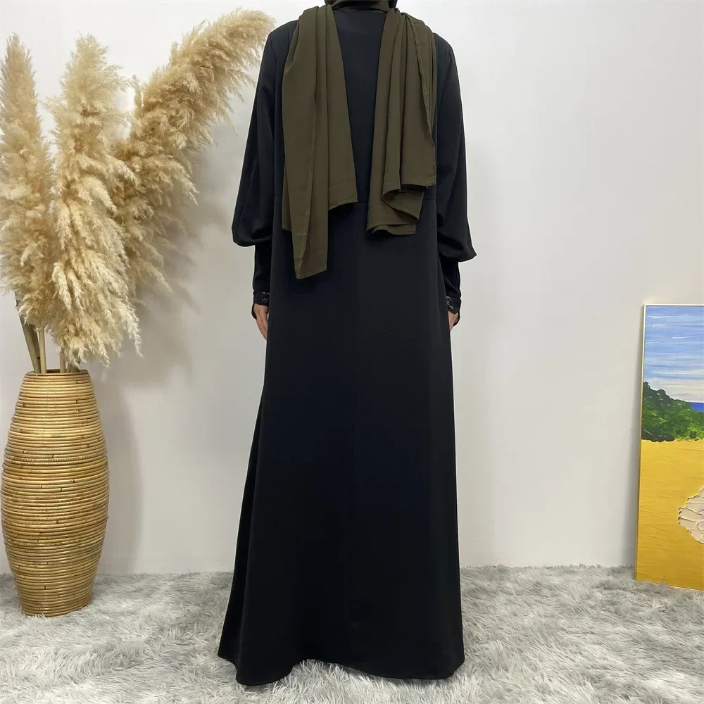 Zipper Front Abayas for Women Muslim Maxi Dress Dubai Kaftan Eid Djellaba Islam Clothing Caftan Marocain Femme Arabic Robe Gown