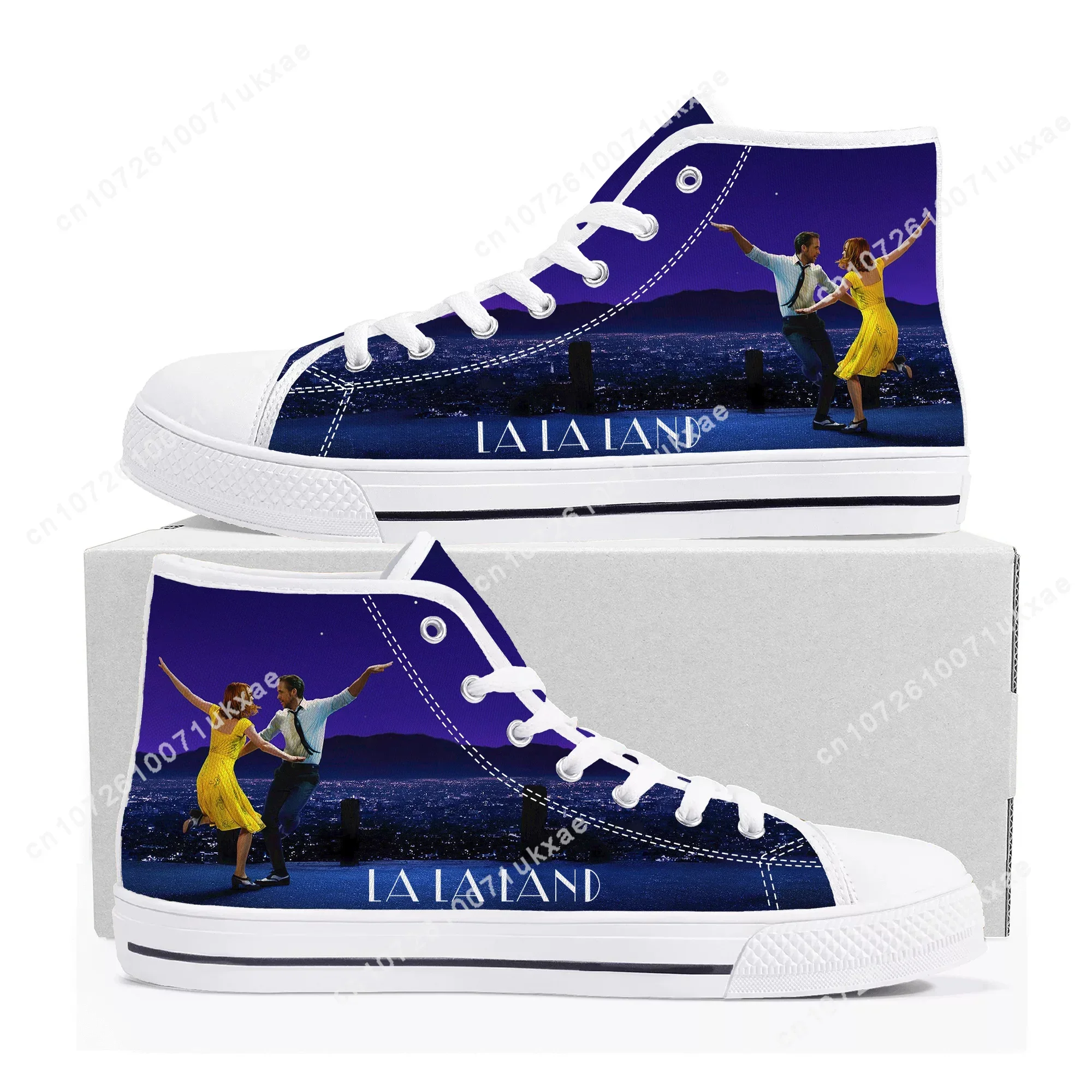 La La Land High Top Sneakers Mens Womens Teenager Emma Stone Ryan Gosling Canvas Sneaker couple Casual Shoe Customize Shoes