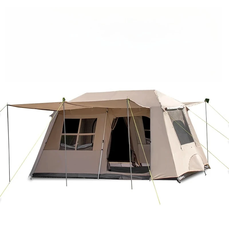 Automatic Large Camping Tent 3-8 Person Quick Setup Double Hall Ridge Tent with Canopy for Outdoor Family Adventures