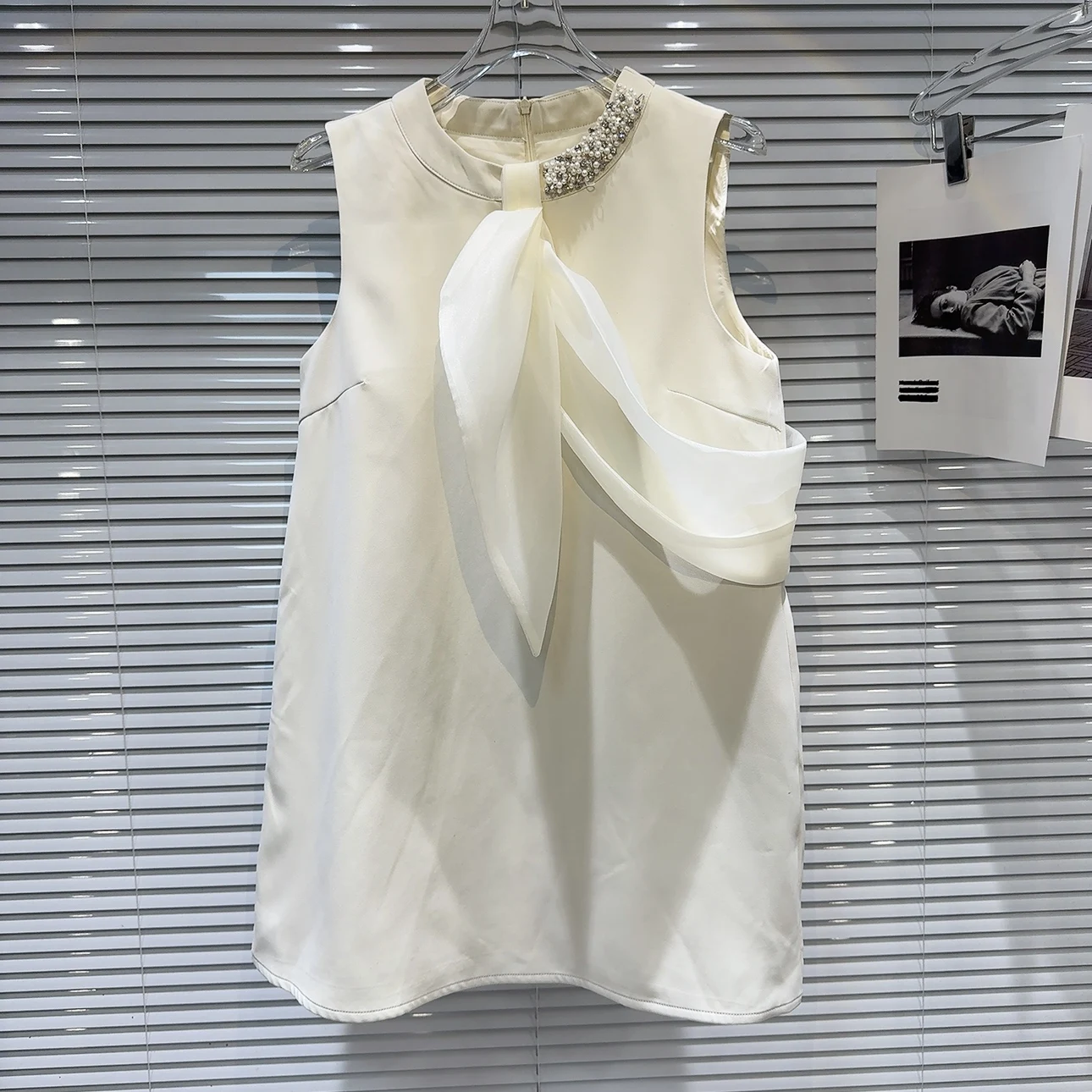 صيف 2025 لؤلؤة جديدة مزينة بتصميم Sa Ele Lady Dr Fraance Sle Celebri A-Line Midi Dr بدون Sves #2