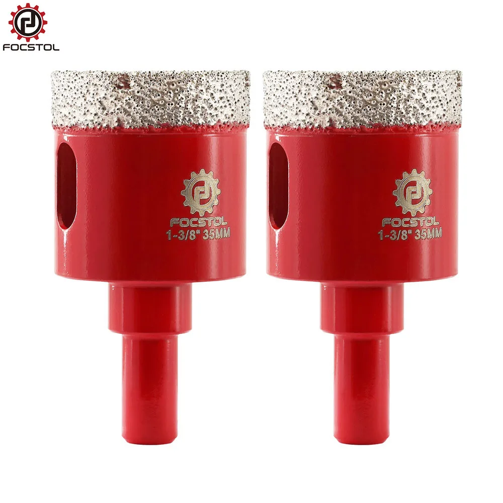 

FOCSTOL 2pcs Set Dia20/25/32/35mm Diamond Tile Drill Core Bit Hole Saw Round shank for Ceramic Tile Porcelain Granite Marble