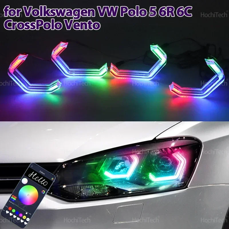 

For Volkswagen VW Polo 5 6R 6C CrossPolo Vento Gol Voyage Saveiro Cross M4 style LED Angel Eyes Kit Ring flashing turn signal