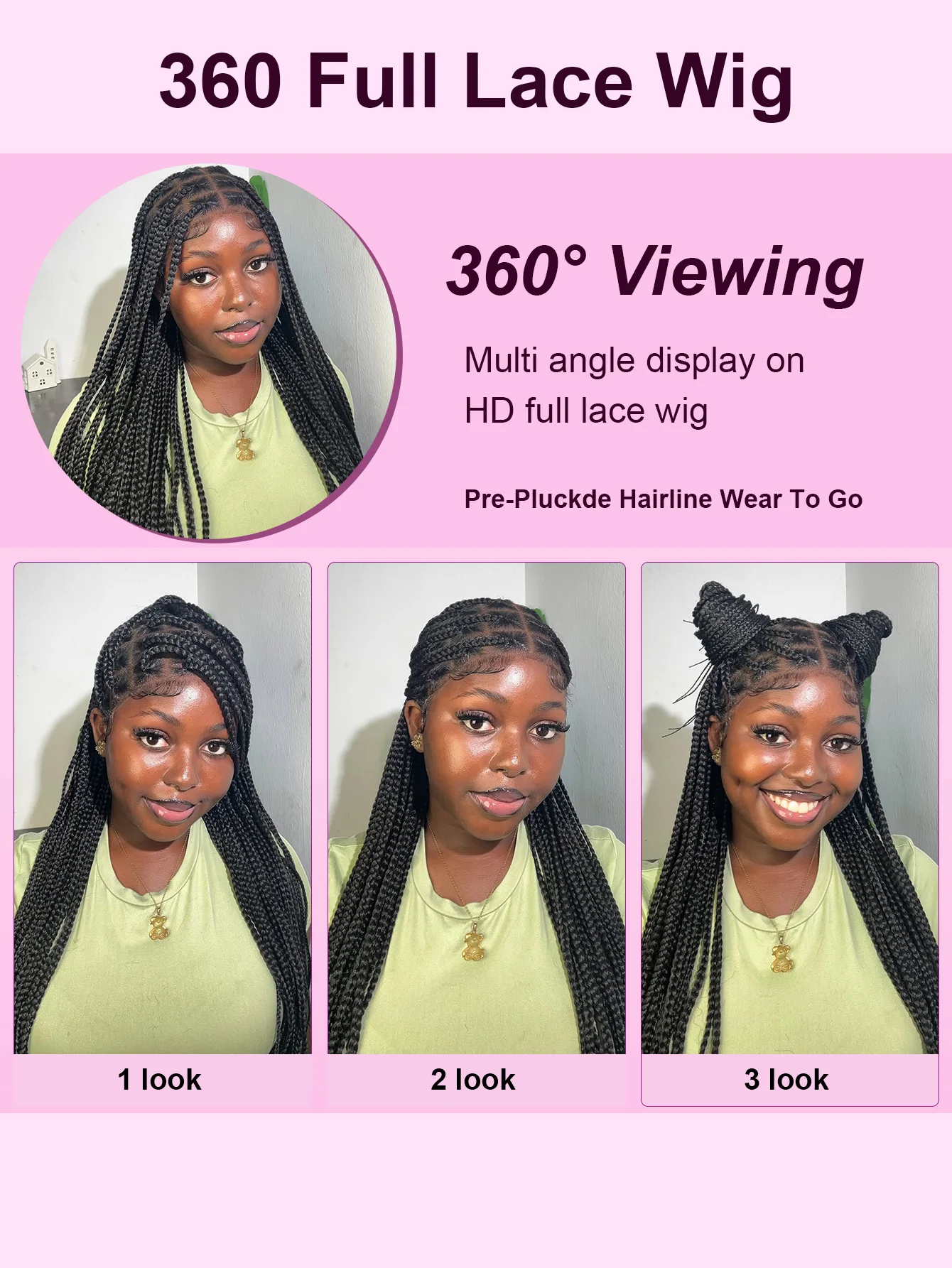 Synthetic Long Box Braided Wigs Tribal Cornrows Braids Knotless Box Full Lace Wigs With Baby Hair Braided Wigs For Black Women