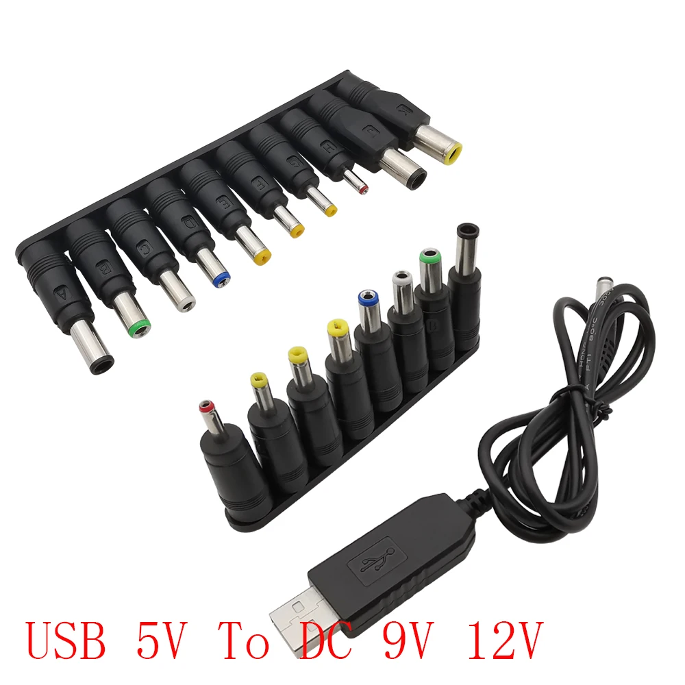 USB to DC Power Cable DC 5V to DC 9V / 12V Boost Converter Adapter DC Jack Charging Cable Connector for Wifi Router Fan